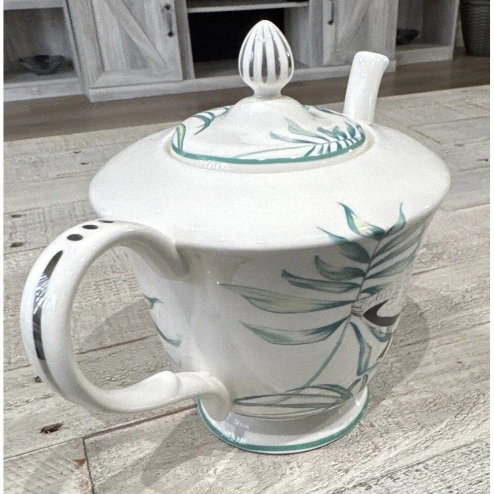 Grace's Teaware Lakeside Bird 4 Cup Porcelain Teapot White/Green